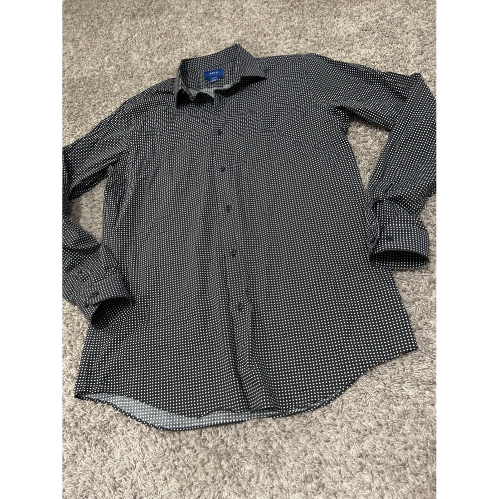 Apt. 9 Slim Fit‎ Button Down Shirt Dotted Pattern Long Sleeve Large